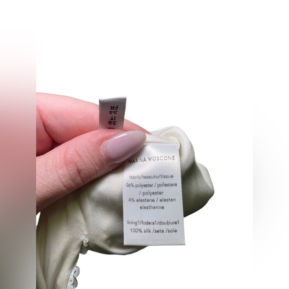 Marina Moscone Ivory Reversible Sequin Silk Midi Dress NWT Size 2 - Picture 7 of 7